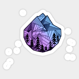 Purple Geometric Mountain Logo Design Sticker
